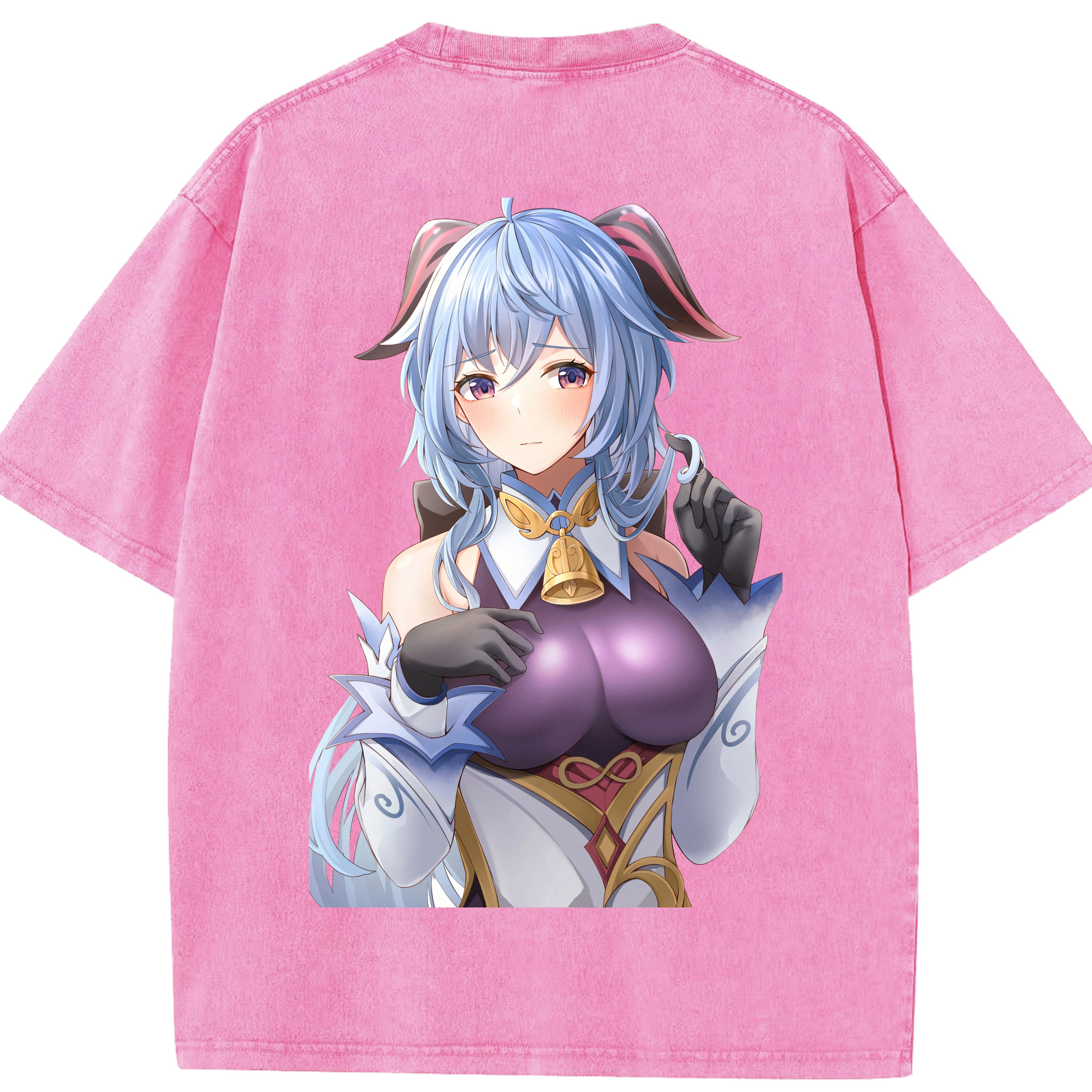 げんし神 甘雨 かんう genshin Ganyu 綿100% ヴィンテージ風 半袖Tシャツ（背面プリント）